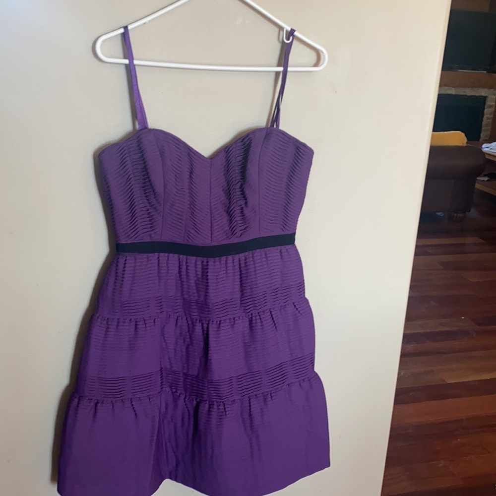 BCBGMAXAZRIA- Grape Pleated Chiffon Dress 10 NWT - Picture 4 of 7